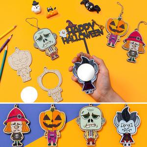 [오피스스쿨] 민화샵 할로윈 손거울 만들기 (4중택1) 컴팩트거울 할로윈 키링 MDF 색칠하기