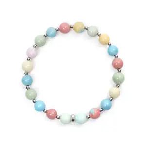 [제이반스][Jbans Classic] 써지컬스틸 볼 포인트 파스텔스톤 비즈팔찌 (C2201-AC883_SKB)