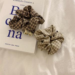 체크브라운 곱창 머리 끈 헤어 밴드 슈슈