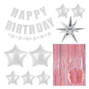 파티팡 생일파티 장식세트 펄로즈골드커튼 스타파티 실버, 1개