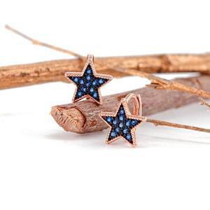 14k 투톤 블루큐 별 원터치 귀걸이 OPDLE5957