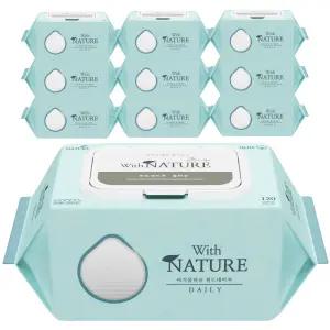 위드네이쳐 데일리 캡형 아기 물티슈 120매 10팩 순한물티슈 대용량 엠보싱 인공향무첨가