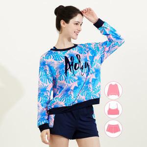 [베이직엘르][인기제품] 베이직엘르 여성인 루즈핏 맨투맨 래쉬가드 비치반바지 세트 BEL-W205P