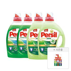 퍼실 드럼/일반 겸용 액체세제 파워젤 2.7L, 2개 + 그린파워 2.65L, 2개 + 증정 (파워젤 라벤더듀얼 파우치 300mL , 1개)