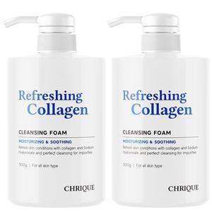 [크리크]개운하고 뽀드득한 리프레싱 콜라겐 딥 클렌징폼 500G x 2개 모공/각질/피지/환한피부 관리