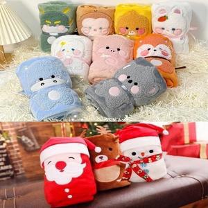 겨울 크리스마스 산타 캐릭터 극세사 무릎담요 밍크 차량용 캠핑 차박 이불 사무실 블랭킷