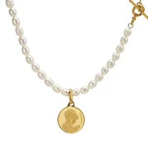 갤러리아 여자 순금 목걸이 체인 진주 코인 24K 3.75g