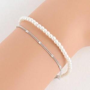 여자 진주 체인 레이어드 실버 골드 팔찌