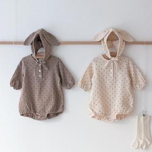 도트 토끼 보넷 슈트 / 아기옷 신생아옷 바디슈트 바디수트