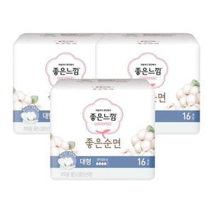 좋은느낌 좋은순면 생리대 날개 대형16개입 X3