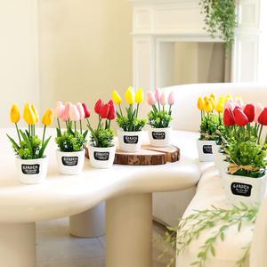 인테리어 미니 조화 튤립 원형가든 꽃 화분