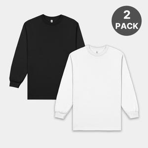 [2팩] 긴팔티 오버핏 남자 레이어드 빅사이즈  무지 티셔츠