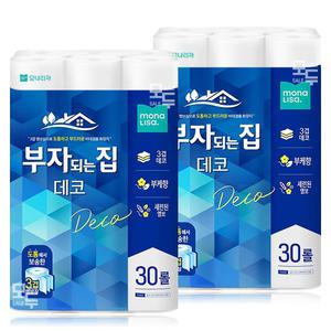 모나리자 부자되는집 데코 3겹 27M 30롤x2팩 /두루마리 휴지