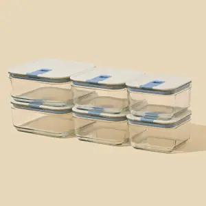 네오플램 퍼펙트씰M 정사각 6종세트/내열유리 밀폐 진공 반찬통 냉동밥 냉장고정리