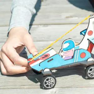 [문구티쳐] 민화샵 MDF 고무줄 동력 자동차 만들기 DIY 과학실험키트 오토마타교구 과학놀이 자동차 만들기키트