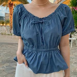 [공구우먼] [제작] 세이문 데님 블라우스 75728 빅사이즈 여성의류