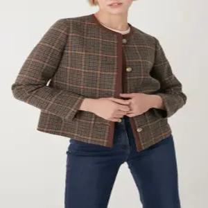 [올리비아로렌] 콤비 배색 체크 자켓VVCFU3F8271