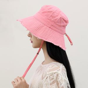 비키리 넓은 챙 턱끈 보넷 스트랩 여성 버킷햇 벙거지 모자 빈티지