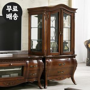 [벤티스가구]로딘 엔틱 장식장 원목 유리 진열장 3단 양주장 술 위스키장 인테리어 장식장 가구(700)