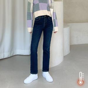 [진마니아] 윈터블루 히든밴딩 본딩기모 일자 데님 팬츠