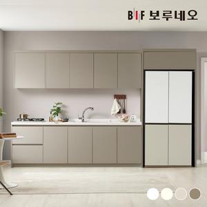 나비드 주방 싱크대 시공 일자형 3.4m 냉장고 장형 E0 PET소재