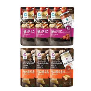 청정원 싱글파우치 머쉬룸투움바소스, 150g, 3개 + 볼로네즈소스, 140g, 3개