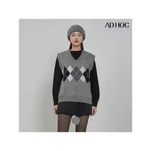 [하프클럽/에드혹]여성 세미 루즈핏 아가일 니트 베스트(HAAVK50)