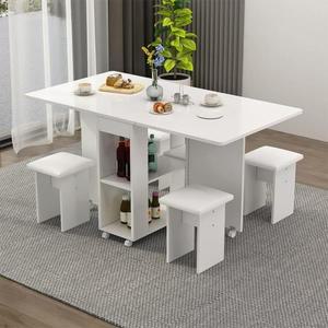 가게 화이트+화이트쿠션 매장 인테리어 접이식 세트(소) 4인 카페 수납의자 거실 테이