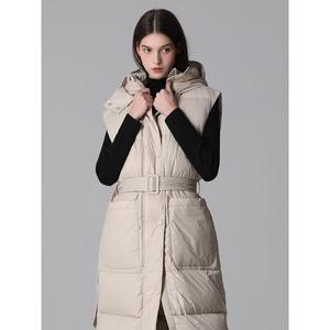 [르오트]추위끄떡없는 후드 벨티드 1815 패딩 롱베스트_P379343663