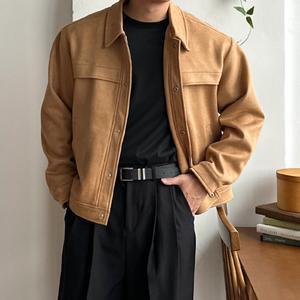 이치 남자 커들 스웨이드 세무 세미 크롭 자켓