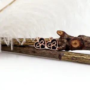 14k 하트 오닉스 리본 원터치 귀걸이 OPNIE7489-1