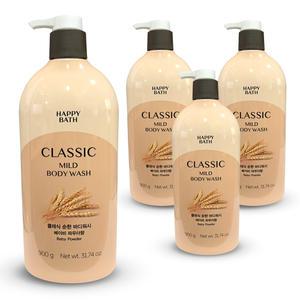 해피바스 클래식 순한 베이비 파우더 바디워시 900g 4개