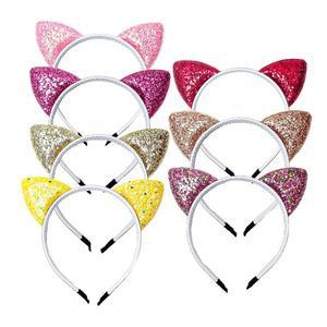 귀여운 고양이 밴드 머리띠 티아라 공주 헤어 글리터 인기머리띠 귀 블링블링 아동 반짝이