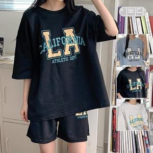 이삐다 여성 여름 LA스타일 컬러 반팔티 반바지 투피스세트 썸머셋업 IBBD25_DS29