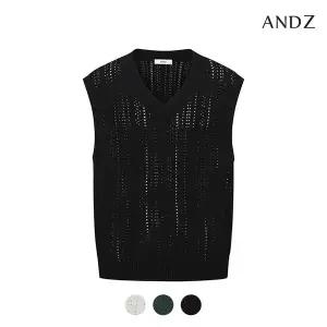 [앤드지] 세미오버핏 크로셰 세로 조직 니트 베스트_BZD1EL1203