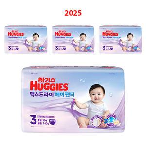 하기스 맥스드라이 에어 팬티형 3단계 중형 56매x4팩 기저귀 흡수력 통기성 숨쉬는 에어