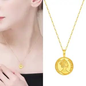 [골드퀸즈] 24K 할로우 순금 엘리자베스 10mm 코인 목걸이 (18K체인)