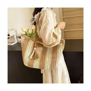 파우치 숄더백 구슬 여성 비치백 배색 손가방 휴가 여-WFHQM8M