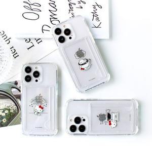 헬로키티 라떼 카드포켓 젤하드 케이스