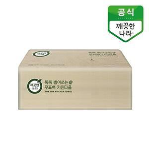 [깨끗한나라]깨끗한나라 톡톡 뽑아쓰는 무표백 키친타올 100매 x 6팩