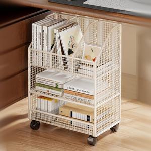 바퀴이동 철재 북카트 철망 책꽂이 북트롤리 3단 40 25 55cm