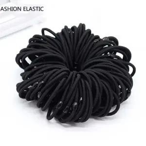 대용량 검정 머리끈 헤어 고무줄 100개
