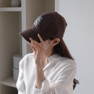 여성 피그먼트 볼캡 포미 자수 커플 빈티지 캡