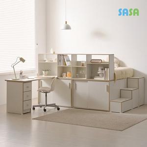 가구 NEW 메가 슈퍼싱글 슬라이딩 수납침대 파티션책장 1500책상 A형) 포함