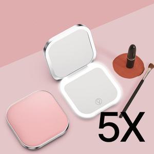 포켓 LED 조명 손거울 화장 휴대용 5배 확대경 뷰티 미러