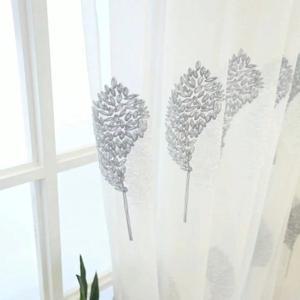 북유럽 스타일 심플 모던 작은 나무 자수 작고 신선한 바닥부터 천장까지 창 스크린 커튼 1PC