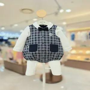 [아가방갤러리] 피터 체크 바디수트 상하세트(타이) 01S527905