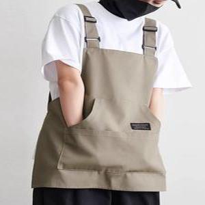 멜빵 앞치마 숏 롱 방수 공방 작업용 서점 카페 식당 큐티플라워