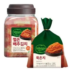 비비고 묵은지 1.5KG+썰은배추김치 1.2KG(용기)