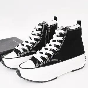 편한지퍼 여성하이탑스니커즈 5cm 키높이 캔버스화